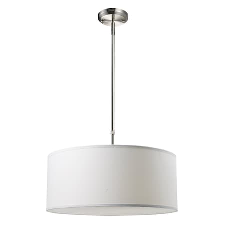 Z-Lite Albion 3 Light Pendant, Brushed Nickel & White Linen 171-20W-C